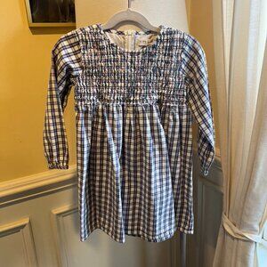 Hope & Henry Girls Plaid Smocked Dress Organic Cotton Size 4 Long Sleeve